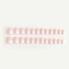 DANMANR Square Press on Nails Short Fake Nails French Acrylic Full Cover False Nails for Women and Girls 24PCS (White Pink)