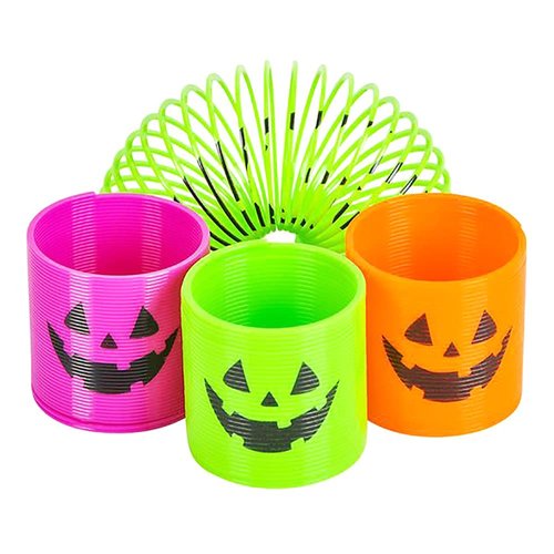 The Dreidel Company Halloween Coil Spring, Jack-O-Lantern Circle Shaped Coils, Neon Colors Magic Spring Toy, Party Favor for Kids, 1.4" (35mm) (24-Pack)