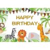 ZJRBJB 7x5ft Safari Happy Birthday Party Backdrop Jungle Animals Theme Birthday Banner Wild One Zoo Animals Party Decorations Background for Baby Shower Newborn 1st Girl Boy Party Supplies
