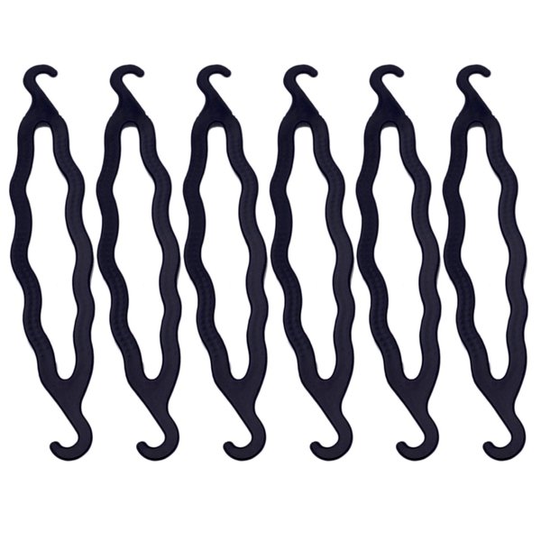 6PCS Black 8.5inch x 1.5inch Plastic Double Ended Bun Maker Shaper Curler/Hair Holder Clip Magic Roll Bun Hair Twist Braiding Tool Hair Styling Accessories for Women Lady Girls