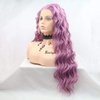 xiweiya 13x3 Lace Long Curly Hair Light Purple Lace Front Wigs Synthetic Curly Wigs Lavender Purple Wig Long Middle Part Daenerys Hair Cosplay Wigs