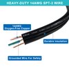 Flat Under Carpet Extension Cord with Flat Wall Plug, 3FT Black Thin Flat Cable Low Profile Power Cord 3 Prong Grounded Wire SPT-3 14AWG Heavy Duty Male to Female Extender for Air Conditioner