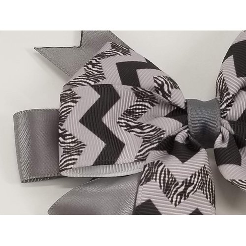 Black, Grey, zebra and chevron Hair Bow