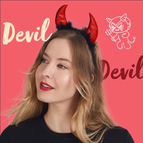 Spooktacular Creations Halloween Devil Horns Headband Red Demon Headwear, Costume Accessories for Kids Girls Women Halloween Party Favors, Cosplay Costume