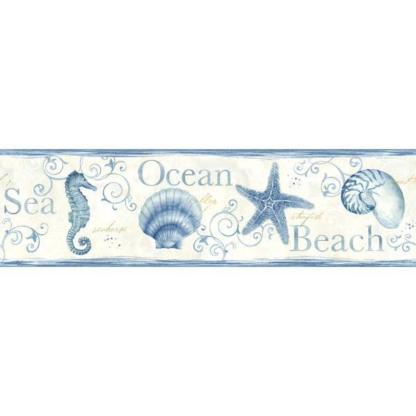 Chesapeake DLR53561B Island Bay Blue Seashells Wallpaper Border