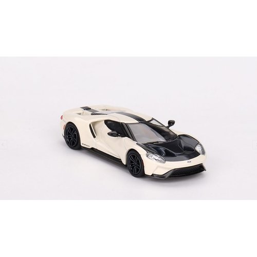 1:64 Diecast Model Car Compatible with Ford GT 1964 Prototype Heritage Edition White with Black Hood and Stripe by TSM Mini GT MGT00622