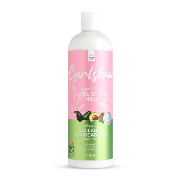 ORS Olive Oil Curlshow Curl Style Milk Infused with Collagen & Avocado Oil for Strength & Length (16.0 oz)