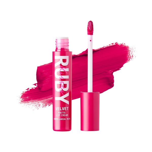 Ruby Kisses Velvet Lip Cream, Matte Finish Lipstick, Rich Color, Long Lasting Lip Stain, Lightweight, Nourishing, Hydration, High Pigment Lip Tint (FLAMINGO)