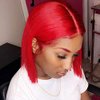 Red Bob Wigs Human Hair Silky Straight 16inches for Women 180% Density 13x1x4 T Part Lace Front Wigs Brazilian Hair Bleached Knots with Baby Hair Pre Plucked Natural Hairline (Could be Restyled)
