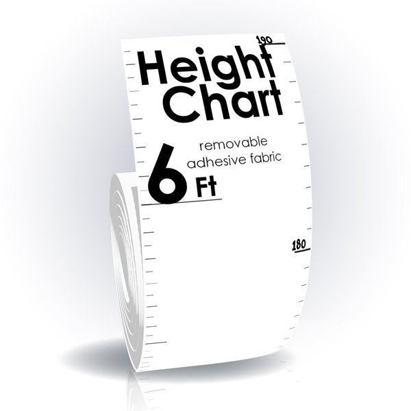 Growth Height Chart Kids Room Décor Reusable Narrow Decal Plastic Leave no Residue (BW)
