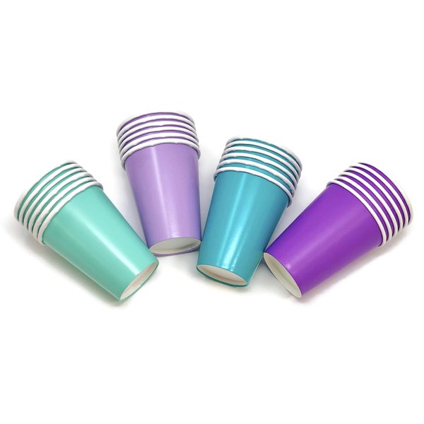 Mermaid Birthday Party Baby Shower Bachelorette Paper Cups 9 Ounce (24 Pack)