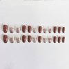SINHOT Medium Coffin Press on Nails Ballerina Fake Nails Glossy Glue on Nails Brown Gradient Acrylic Nails with Brown Glitter False Nails Designs 24 pcs