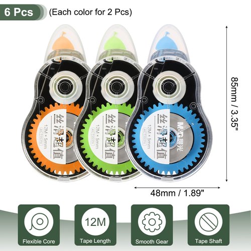 M&G 6 Pack 39 Ft White Out Tape, White Out Correction Tape Tear Resistant Whiteout Tape Easy to Use Instant Bulk Cool Transparent Dispenser for Classroom Office Home, Black