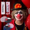 Halloween SFX Makeup, Face Painting Kit, Halloween Makeup, Black White Red Face Paint + Fake Blood + Halloween teeth + Foam Clown Nose, Halloween Special Effects SFX Clown Skeleton Cosplay