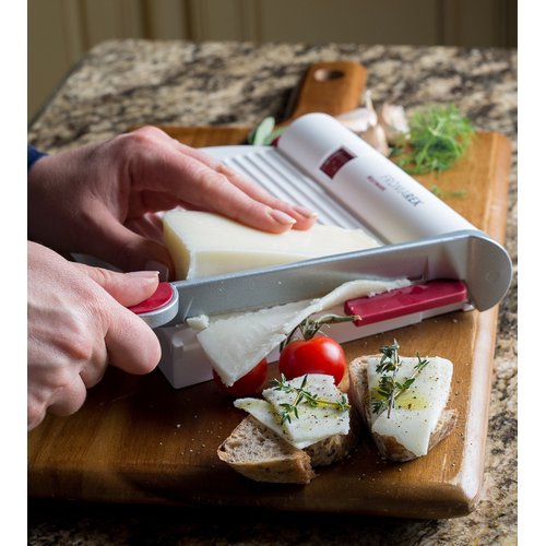 Westmark Germany Multipurpose Stainless Steel Cheese and Food Slicer with Board and Adjustable Thickness Dial (White) -