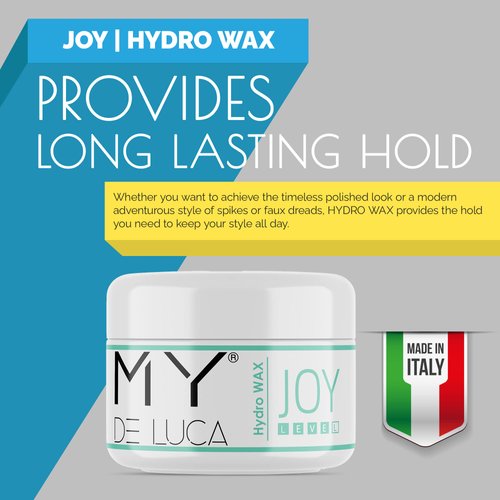 MY DE LUCA - JOY Hydro Hair Wax for Men, Alternative to Hair Gel, Pomade, Hair Clay and Styling Cream, Hair Care Must-Have, Water-Based Hair Products for Wet and Shiny Finish 100 ml