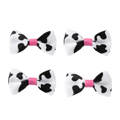 4 Pack Baby Girls Cow Print Hair Bow Clips Toddler Cowgirl Country Birthday Party Gift Costume Accessories 2.5 Inch