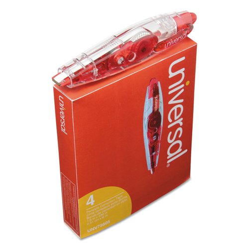 Universal 75605 Retractable Pen Style Correction Tape, 1/5-Inch x 236-Inch , 4/Pack