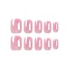 Bellelfin Short Press on Nails Square Pink Chrome Powder Design Fake Nails UV Gel Cover False Nails Reusable Acrylic Glue on Nails 24Pcs Stick on Nails for Women Girls Fingernails Decor