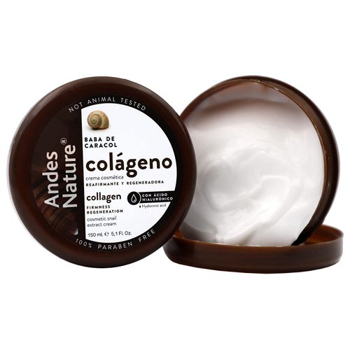 Andes Nature Collagen Cream, with Collagen and Snail Extract, Anti-Aging, Softens and Firmness, 2-Pack of 5.1 FL Oz each, 2 Jars