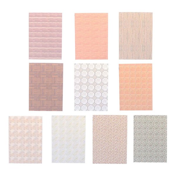 CosCosX 10 Sheets Dollhouse Floorboards Wallpaper Floor Paper Sticker Effect Paper Flooring Gloss Card Sheet Mini Wall Paper DIY 1/12 1/6 Scale Dolls House Real Life DIY Decor Dollhouse Accessories