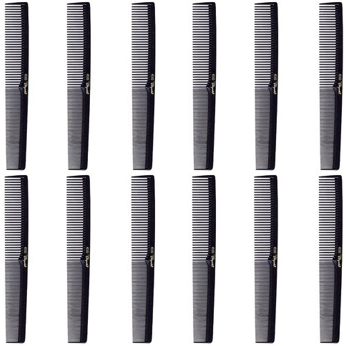 Barber Salon Cleopatra 410 7" Flat Back Hair Comb (12 Pack) 12 x SB-C410-BLK