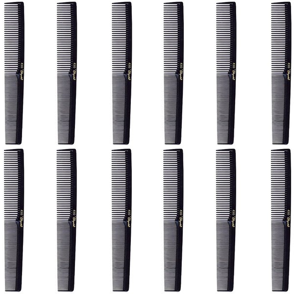 Barber Salon Cleopatra 410 7" Flat Back Hair Comb (12 Pack) 12 x SB-C410-BLK