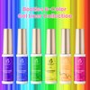 Beetles Nail Art Gel Liner Nail Polish Set - 6 Neon Gel Nail Polish Colors Hot Pink Orange Blue Yellow Paint for Nails Built Thin Brush in Bottle Soak off Uv LED Lamp Rainbow Nails