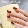 Red Press on Nails Medium Square Fake Nails Wine Red Cat Eye False Nails Shiny Glitter Glue on Nails Full Cover Coffin Acrylic Nails Handmade Nails Press Ons Reusable Nails for Women Manicure 24Pcs