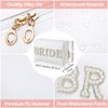Karenhi 3 Pcs Wedding Bride Gift Set Include 6 oz Stainless Steel Wine Tumbler Bride Letter Cosmetic Toiletry Bag Silk Scrunchies Letter Patches Makeup Bag Hair Tie Wedding Gifts(Bride+Bride)