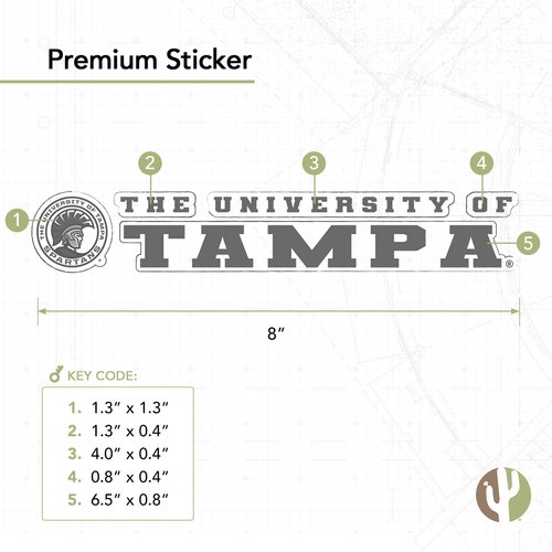 Desert Cactus University of Tampa Spartans Name Logo Vinyl Decal Laptop Water Bottle Car Scrapbook (8 Inch Sticker)