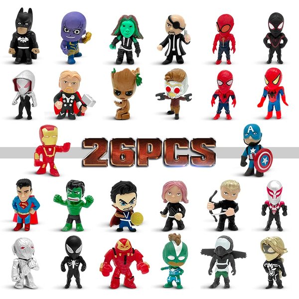 lasama Action Figures, 26 PCS Superhero Adventures Ultimate Superhero Set, Mini Figures Toys Set, Ideal for Easter Eggs, Hero Cake Toppers, Collectibles, Party Favors, for Kids