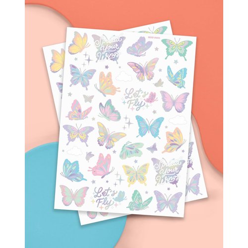 xo, Fetti Pastel Butterfly Temporary Tattoos - 70 Foil Styles | Rainbow Fairy Birthday Party Decorations, Monarchs, Heart Favors, Flowers, Garden Arts and Crafts, Baby Shower Decor