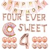 Four Ever Sweet Birthday Decorations, 4 Four Year Old Fourth 4th Birthday Decorations Girl Boy, Donut Birthday Party Decorations, Four Ever Sweet Backdrop Balloons,Donut Themed Birthday Party Supplies