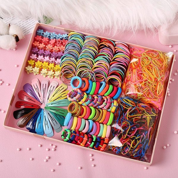 2024 New Colorful Cute Hair Ties Hair Clips Hairband Sets, Rope Ponytail Soft Scrunchies Hair Ties, Elastic Hair Bands Small Rubber Bands, Bands Elastic Ponytail Holders for Girls Kids Women1