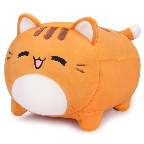 Auspicious beginning Orange Cat Plush-20'' Cute Cat Stuffed Animal, Cat Anime Plush Toy, Cat Plushie Doll Soft, Cute, Kawaii Stuffed Animal Pillow Doll for Kids' Birthdays & Home Decoration