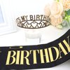 BAHABY It's My Birthday Sash & Rhinestone Birthday Tiara Set Birthday Sash and Crowns for Women Happy Birthday Decorations- Black