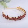 Teyglen Rhinestone Wedding Headband Crystal Headpiece Bridal Headband Tiara Red Rhinestone Hair Band Hoop Wedding Hair Accessories for Women Girl (Wine red)