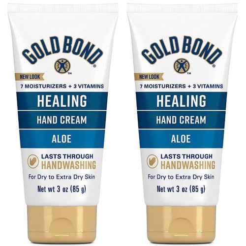 GoldBond Healing Hand Cream, 3 oz., With Aloe, Moisture That Lasts Through Handwashing (2-Pack) bundle with Couger Card