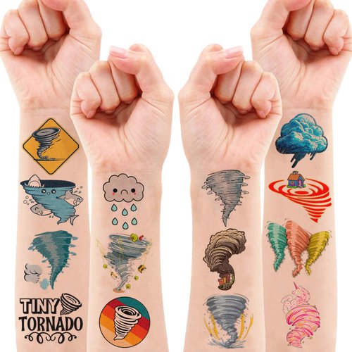 Tornado Themed Twonado Birthday Party Decorations Favors Supplies Decor 96 PCS Cute Tornado Tattoos Stickers Gifts for Kids Girls Boys School Prizes Rewards