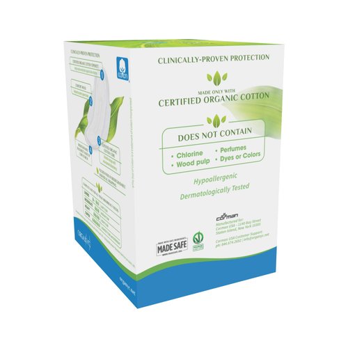 ORGANYC Hypoallergenic 100% Organic Cotton Pads Day Wings, 10-count Boxes (Pack of 2)