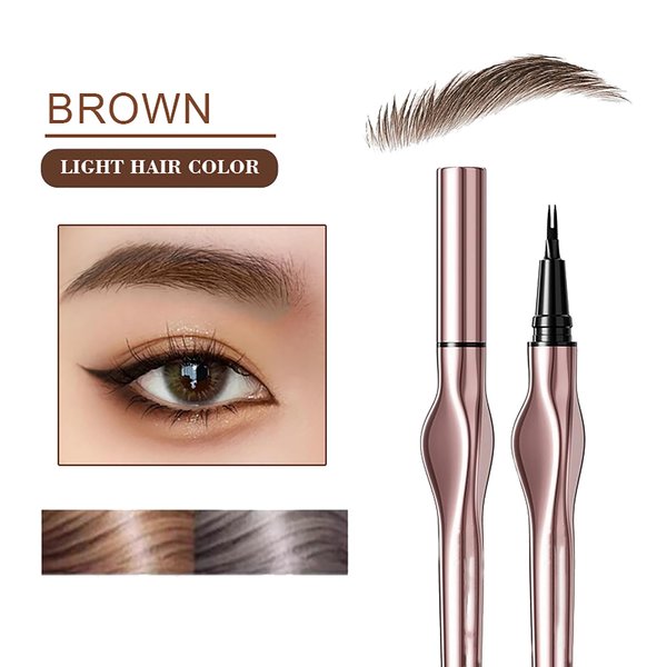 Easilydays Brown Eyebrow Liquid Pencil with Two Tipped Micro-Fork, Waterproof & Smudge Proof Liquid Eyeliner Felt Tip Applicator, High Pigmented Liner, Long-Lasting, Quick Drying for Women, 01 Brown