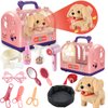 STAY GENT Stuffed Dog Robot Toy for Kids, 16Pcs Interactive Pet Care Toys with Pet Cage & Walking Dog Toy with Leash, Electronic Dog Grooming Toys Pretend Play Gifts for Girls 3 4 5 6 Years Old