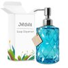 JASAI Diamond Design Soap Dispenser with 304 Rust Proof Stainless Steel Soap Pump, 12 Ounce Kitchen Soap Dispenser for Bathroom, Hand Soap, Dish Soap (Clear Blue) …