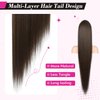 REECHO Ponytail Extension Long Straight Drawstring Fake Pony Tails Hair Extensions Natural Soft Hairpieces Clip Hair Extension Ponytails for Women Girls, 36 Inch/Black Brown