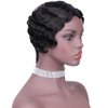 ZHENLISI Short Mommy Hair Wig Pixie Cut Human Hair Wigs Brazilian Human Hair Wig for Black Women Color Black Ocean Finger Wave Wig(1B#)