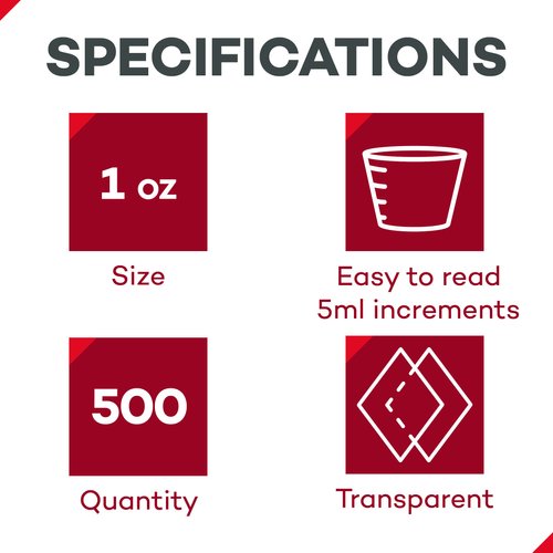 Dealmed Medicine Cups – 500 Medicine Measuring Cups, Graduated, 1oz Disposable Plastic Medicine Cups, Ideal for Doctor's Offices, School Nurse's, Hospitals, at Home and More