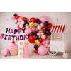 Happy Birthday Balloons Banner Black & Hot Pink 16 Inch for Kids and Adults Birthday Party Decorations Supplies