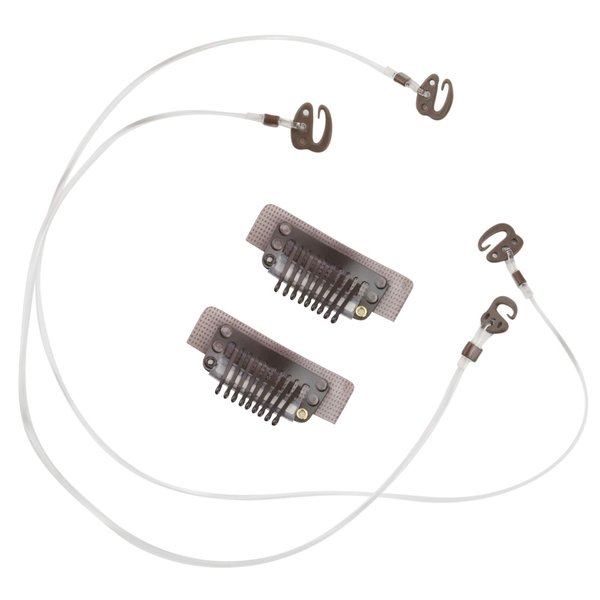 Full Shine Dark Brown Stickable Clips for Wire Hair Extensions with 2 Invisible Fishing Line Elastic Wire 20cm and 25cm Removable Clips