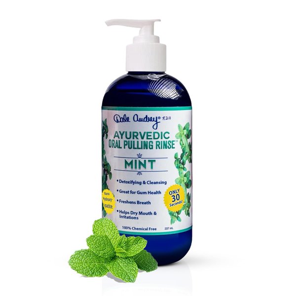 Dale Audrey Ayurvedic Nano Hydroxyapatite Oil Pulling for Teeth and Gum | Refreshing Cinnamon and Mint Flavored Organic Mouthwash Oral Rinse | Teeth Whitening Mouthwash for Fresh Breath (Mint, 8 oz)